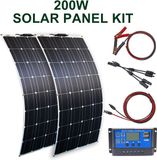 Merkloos Flexibel Zonnepaneel - Compleet Pakket - 200W Solar Energy System - Buigbaar - UltraDun 3MM - Lichtgewicht - Zonnepaneel Camper