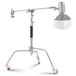 NEEWER Roestvrijstalen zware C-standaard met zwenkwielen, 110-186 cm fotografielampstandaard met 33"/83 cm giekarm, 2 gripkoppen voor studio monolight, softbox, reflector, SC186W
