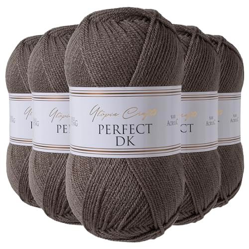 Utopia Crafts DK Double Knitting Yarn, 5 x 100g - Steel Grey
