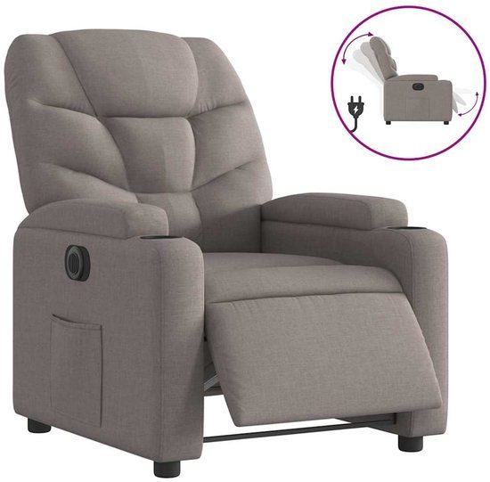 vidaXL Fauteuil verstelbaar elektrisch stof taupe