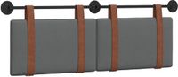 vidaXL Hangend Hoofdbord Effen Donkergrijs 130 x 55 x 5 cm PU Antiek