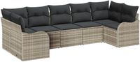 vidaXL Tuinbank Set met kussen 7 pcs Lichtgrijs Polyrattan