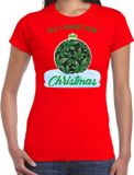 Bellatio Decorations Wiet Kerstbal shirt / Kerst t-shirt All i want for Christmas rood voor dames - Kerstkleding / Christmas outfit XXL