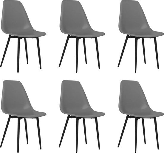 VidaXL Eetkamerstoelen 6 stuks PP Grijs