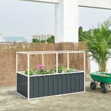 [en.casa] Moestuinbak met net Alblasserdam met 1 paar handschoenen 174x90x118 cm antracietgrijs
