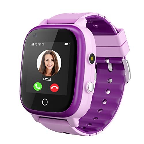 Topchances 4G Smartwatch voor meisjes jongens, Smart Watch voor kinderen, IP67 waterdichte WiFi Smartwatch telefoon met GPS Tracker videogesprek SOS voor kinderen kinderen 3-14 jaar oude verjaardagscadeaus (paars)