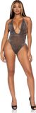 Leg Avenue Lurex & rhinestone teddy zwart/zilver one size