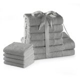 AmeliaHome Handdoekenset staal 4 gastendoekjes 30x50 cm 4 handdoeken 50x100 cm 2 douchehanddoeken 70x140 cm 100% katoen absorberend zilvergrijs Amari