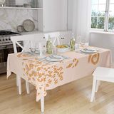 Bonamaison Tafelkleed, Anti-Mold, Sneldrogend, Waterdicht, 100% Polyester Tafellaken, Oranje, gebroken wit, 140 x 160 Cm - Ontworpen en Vervaardigd in Turkije