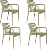 Housecraft Living Amae Tuinstoel Armleuning Kunststof Groen - Set van 4