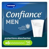 Confiance Mannen - Kleine absorberende anatomische beschermers voor mannen – discreet – absorptieniveau = 2 druppels (gemiddelde urineweg) – pH-huidneutraal – 14 stuks