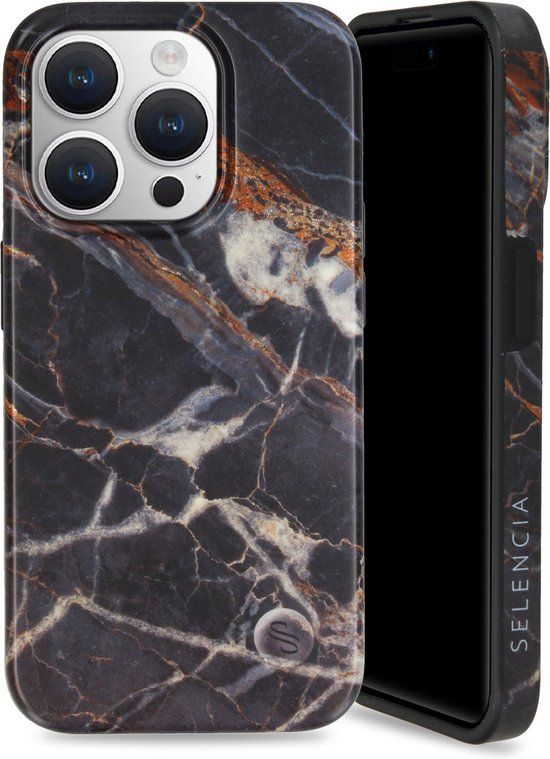Selencia Aurora iPhone 15 Pro Backcover - Black Marble - Recycled Plastic Case