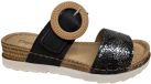 Fischer 556207 222 Slippers Zwart met Dierenprint Leer Dames - Zwart - 42