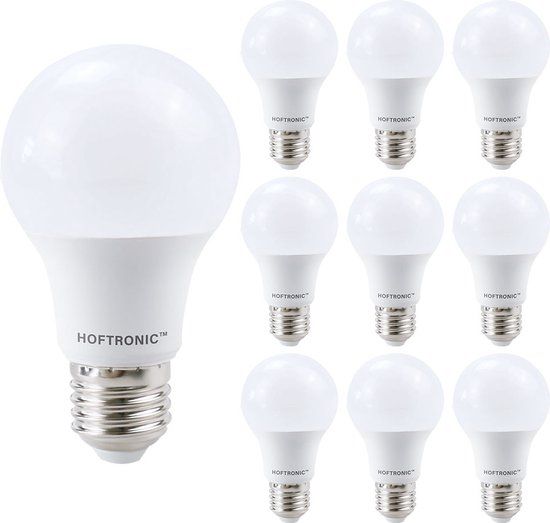 HOFTRONIC - Voordeelverpakking 10x E27 LED Lampen - 10,5 Watt - 1055 Lumen - 4000K Neutraal wit licht - Grote fitting
