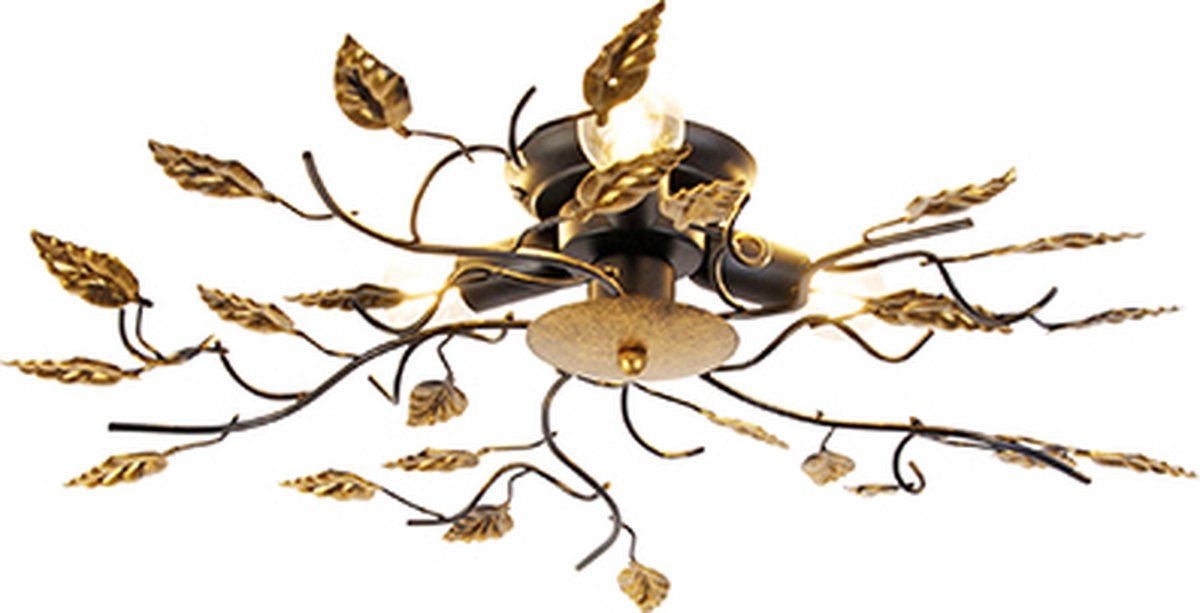 QAZQA Foglie - Plafondlamp - 3 lichts - Ø 50 cm - Zwart
