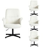MEUBLE COSY Set van 4 bureaustoelen, draaibaar, in hoogte verstelbaar, make-uptafelstoel, stoel van bouclé-stof, voor werkkamer, slaapkamer, wit, metaal, 66 x 63 x 82-94 cm, 4 stuks
