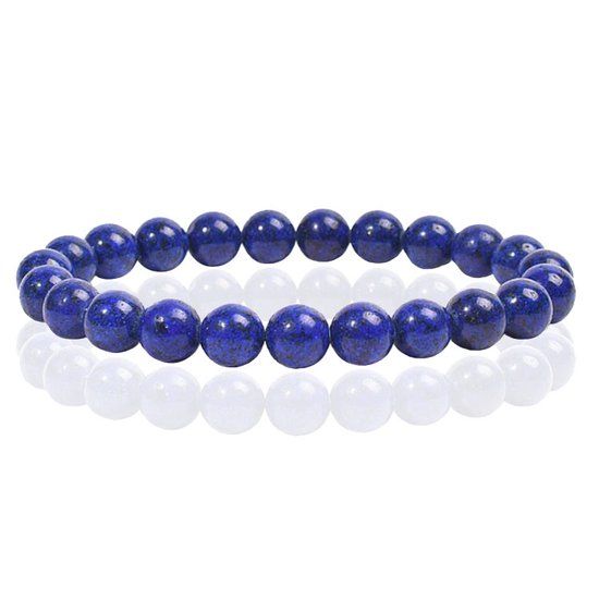 Memphis Lookinggoodtoday Natuursteen Armband met 8mm Kralen Memphis - Lapis Lazuli