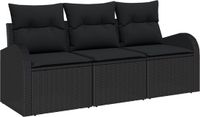 vidaXL Tuinbank Set 3-zits Zwart Polyrattan