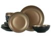 CreaTable, 23600 Serie Glamour Gold 12-delig tafelservies van aardewerk, vaatwasser- en magnetronbestendig, hoogwaardige afwerking
