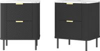 en.casa Nachtkastje set van 2 Olvehok 55x52x38 cm marmerlook wit en zwart
