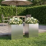 Maison Exclusive - Lot de 2 pots de jardin, argenté, 40 x 30 x 50 cm, en acier inoxydable