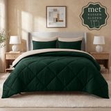 Sleep comfy Nova Bedtextile BV Sleep Comfy - Reverse Dekbed - 200x220 cm - Donkergroen & Sand - met 2 Kussenslopen 60x70 cm - Ademend & Anti Allergie