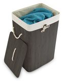 Merkloos / Sans marque Relaxdays Wasmand bamboe, met deksel, rechthoekig, 83 L, opvouwbare wasverzamelaar, HBT: 65,5 x 43,5 x 33,5 cm, kleurkeuze