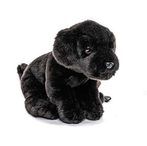 Uni-Toys - Labrador puppy (zwart) met lijn - 23 cm - pluche hond