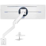 Vivo Premium Aluminium Heavy Duty Monitorarm voor Ultrawide Monitoren tot 49 inch en 33 lbs, enkele bureaumontagestandaard, pneumatische hoogte, max VESA 100x100, wit, STAND-V101G1W