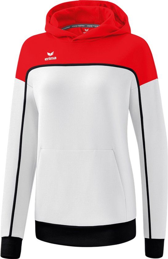 Erima Change Sweatshirt Met Capuchon Dames - Wit / Rood / Zwart - Maat 38