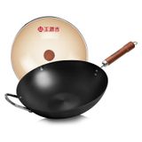 WANGYUANJI Wok en acier au carbone léger 12,6" avec couvercle en verre