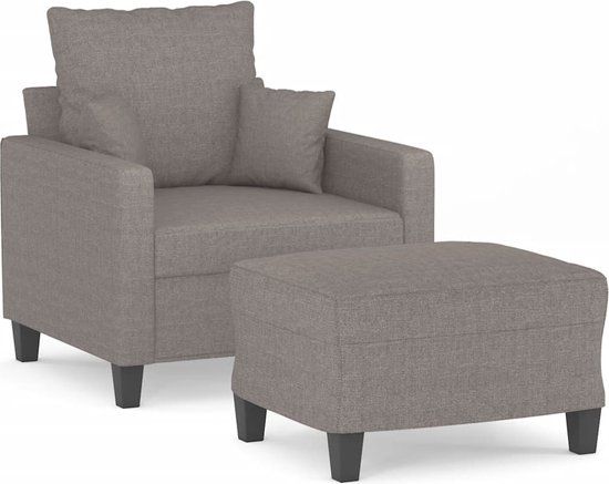 vidaXL Fauteuil met voetenbank 60 cm stof taupe