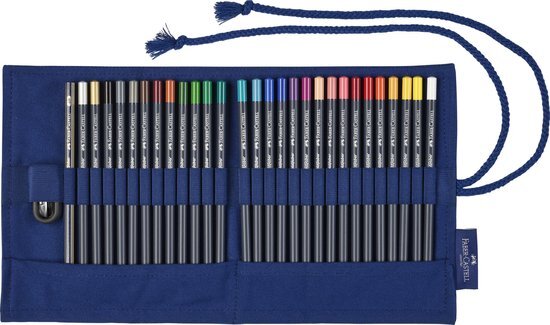 Faber-Castell Roletui met 27 Goldfaber kleurpotloden, 1 puntenslijper en 1 Goldfaber potlood 4B