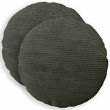 vidaXL - Taie d'oreiller - 2 pcs - HEERLEN - anthracite - Ø 40 cm - velours côtelé