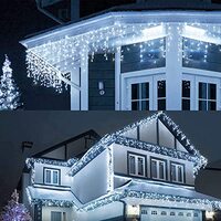 LEDYA Lichtsnoer voor buiten, 9 m, 240 leds, koudwitte kerstverlichting, ijspegels met stekker, IP44 waterdicht, 8 modi, voor binnen en buiten, Kerstmis, slaapkamer, feest, bruiloft, balkon, tuindecoratie