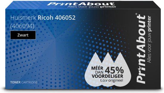 PrintAbout Huismerk Ricoh 406052 (406094) Zwarte Toner | Compatibel