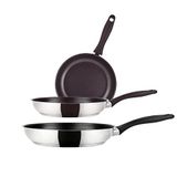 Fagor Inoxtherm Pannenset voor inductie, 20/24/28 cm, roestvrij staal, ecologische antiaanbaklaag, titanium, zonder PFOA, diffusorbodem, geschikt voor alle warmtebronnen, glaskeramiek, gas