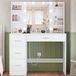 Wan GmbH Table de toilette avec miroir - Table de maquillage - Préparation rapide - Éclairage LED réglable - 4 tiroirs 4 étagères - Blanc