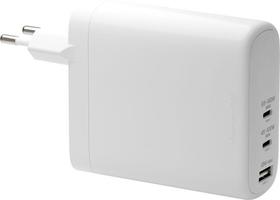 dbramante1928 re-charge | Wall Charger - USB-C 140 Watt + USB-C 100 Watt + USB-A 18 Watt - Wit