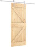 vidaXL Schuifdeur, Natuurlijk en Wit, 85 x 210 cm, Massief Pine Hout
