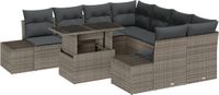 vidaXL Banc de jardin - Ensemble - 9 pièces - Gris - Polyrotin
