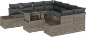 vidaXL Banc de jardin - Ensemble - 9 pièces - Gris - Polyrotin