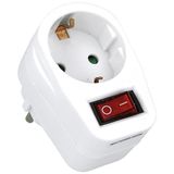 Amig - Schuko-stekkeradapter 1-voudig Mod.3213 met randaarde - Wandadapter met schakelaar - Max. spanning: 250 V - Max. stroom: 10/16 A