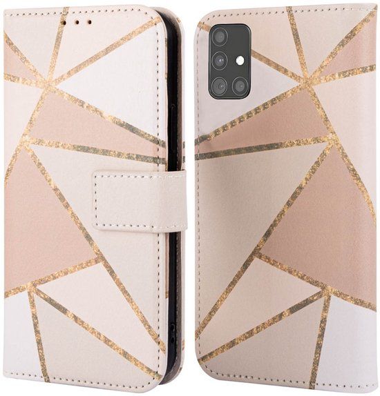 imoshion Hoesje - Geschikt voor Samsung Galaxy A51 - Design Bookcase smartphone - Beige Graphic
