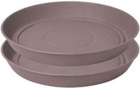EDA Bloempot onderschaal Romeo - 2x - kunststof - taupe - D12 x H1,8 cm