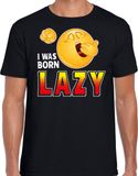 T-shirt humoristique yes I was born lazy noir pour homme