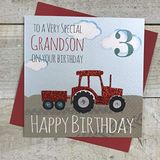 Witte White Cotton Cards GA3-GS verjaardagskaart "To A Very Special Grandson On Your Birthday 3 Happy Birthday"