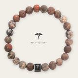 MEN OF MERCURY® Natuursteen Armband Heren - Rainforest Agate - Groen & Bruin - Handgemaakt - Elastisch - Balans & Bescherming - Spirituele Betekenis - 19 cm