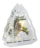 Versierd decoratief object van glas met dennentakken dennenboom en LED-licht lamp kaarshouder sfeerlicht kerstdecoratie decoratie Kerstmis glas geschenk decoratief object ornamenten 3D afbeelding
