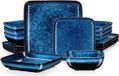 Golden service set – 16-delig – voor 4 personen – keramiek, blauw – ontbijtborden – stijlvol design